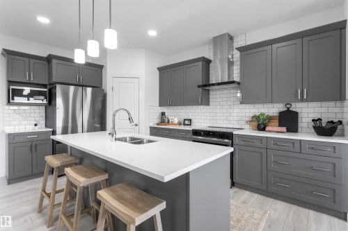3040 197 Street, Edmonton, AB - Indoor Photo Showing Kitchen With Double Sink With Upgraded Kitchen