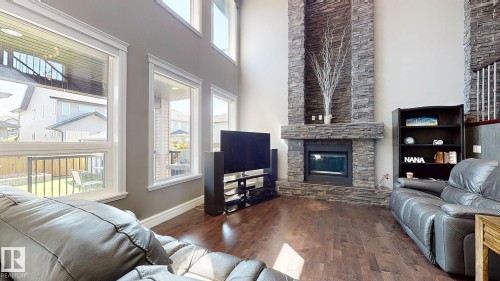 475 Allard Boulevard, Edmonton, AB - Indoor Photo Showing Living Room With Fireplace