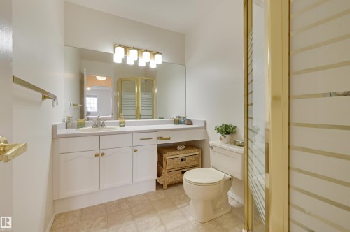 Bathroom featuring a vanity with a sink, a mirror, and a toilet - 304 17151 94A Avenue, Edmonton, AB - Indoor Photo Showing Bathroom
