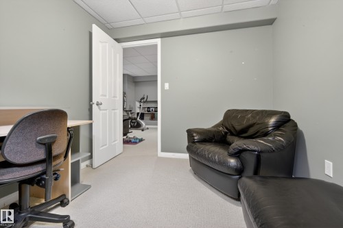 The room features light gray walls, light colored carpet flooring, and a white drop ceiling - 1119 Rutherford Close, Edmonton, AB - Indoor