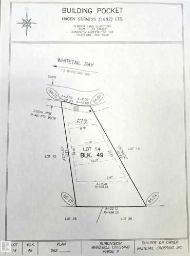 Survey map / technical document - #11 Whitetail Bay, Mundare, AB 