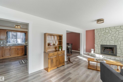 104 Oak Drive, Wetaskiwin, AB - Indoor Photo Showing Living Room With Fireplace