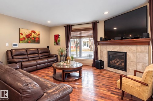 1204 Colonel Stone Avenue, Edmonton, AB - Indoor Photo Showing Living Room With Fireplace