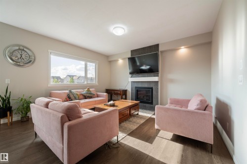 9864 222 Street, Edmonton, AB - Indoor Photo Showing Living Room With Fireplace