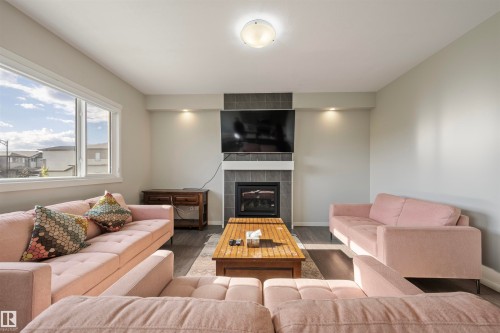 9864 222 Street, Edmonton, AB - Indoor Photo Showing Living Room With Fireplace