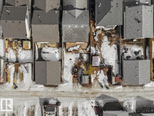 An aerial view showcasing the property's roof and surrounding grounds - 5837 162A Avenue, Edmonton, AB - 