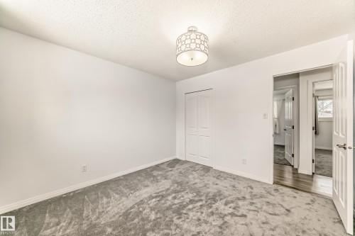 This room features light grey carpeting, white walls, and a modern ceiling light fixture - 4312 43 Avenue, Leduc, AB - Indoor Photo Showing Other Room