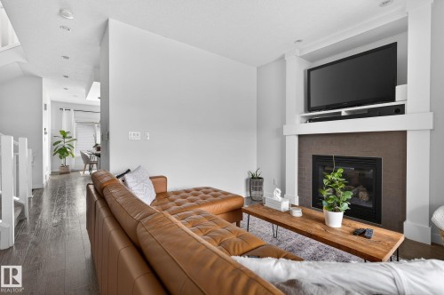 9708 220 Street, Edmonton, AB - Indoor Photo Showing Living Room With Fireplace