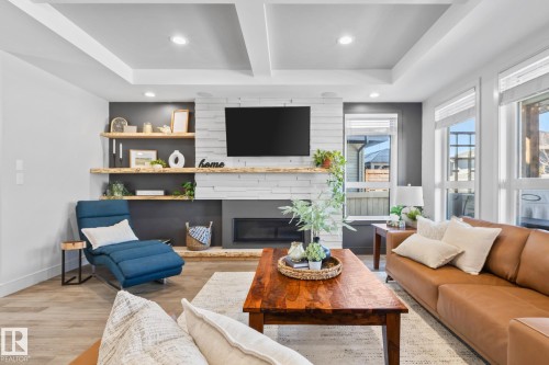 25 Enchanted Way, St. Albert, AB - Indoor Photo Showing Living Room With Fireplace