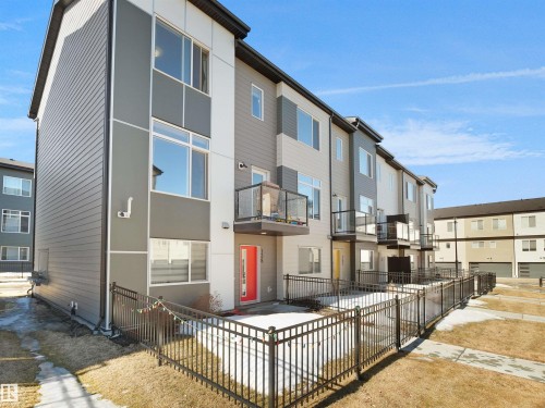 This property features a contemporary exterior with multi-toned siding and clean lines - 138 804 Welsh Drive, Edmonton, AB - Outdoor With Exterior