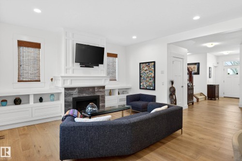 9738 75 Avenue, Edmonton, AB - Indoor Photo Showing Living Room With Fireplace