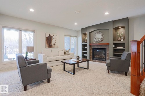 21 Willow Way, Stony Plain, AB - Indoor Photo Showing Living Room With Fireplace