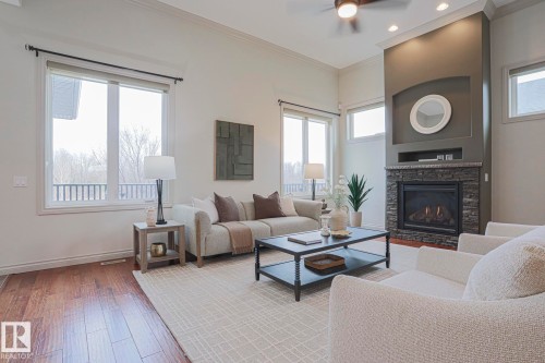 21 Willow Way, Stony Plain, AB - Indoor Photo Showing Living Room With Fireplace