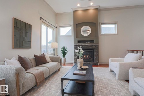 21 Willow Way, Stony Plain, AB - Indoor Photo Showing Living Room With Fireplace
