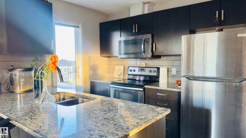 419 142 Ebbers Boulevard, Edmonton, AB - Indoor Photo Showing Kitchen With Double Sink With Upgraded Kitchen