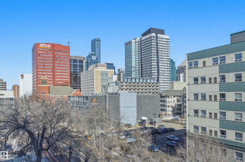 Views of the surrounding urban landscape, showcasing a variety of architectural styles, including modern high-rises and traditional buildings - 601 10504 99 Avenue, Edmonton, AB - Outdoor
