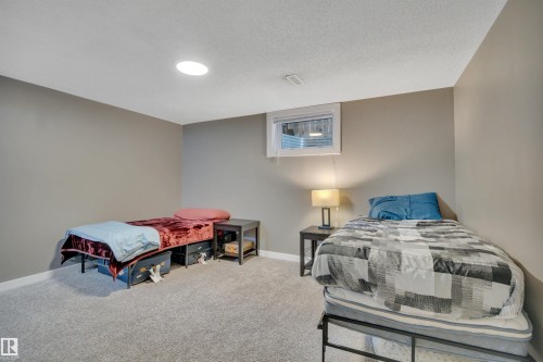 This room features light grey walls and a grey carpeted floor, with a window providing natural light - 8807 31 Avenue, Edmonton, AB - Indoor Photo Showing Bedroom