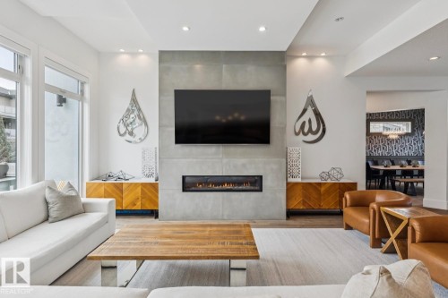 3631 Westcliff Way, Edmonton, AB - Indoor Photo Showing Living Room With Fireplace