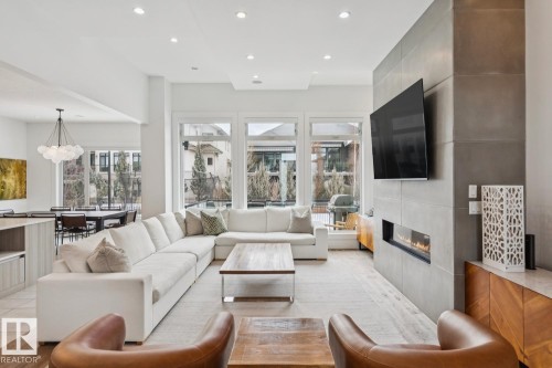 3631 Westcliff Way, Edmonton, AB - Indoor Photo Showing Living Room With Fireplace