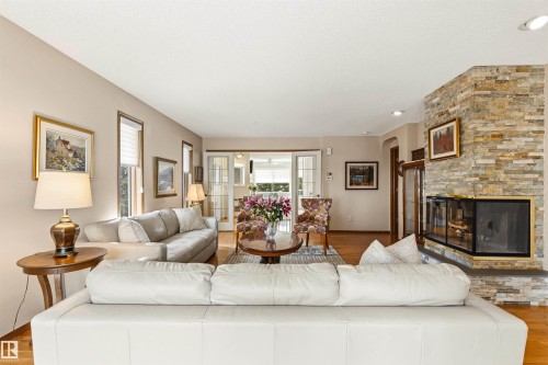 108 Ironwood Place, Edmonton, AB - Indoor Photo Showing Living Room With Fireplace