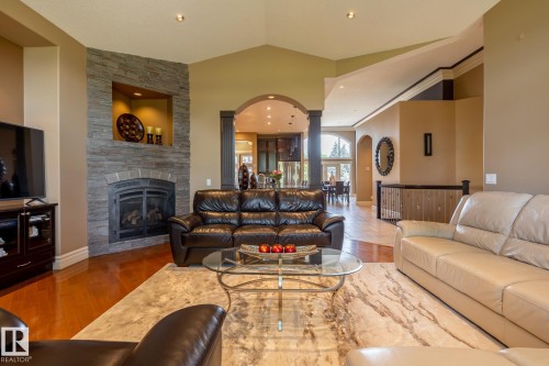 7620 98A Avenue, Edmonton, AB - Indoor Photo Showing Living Room With Fireplace