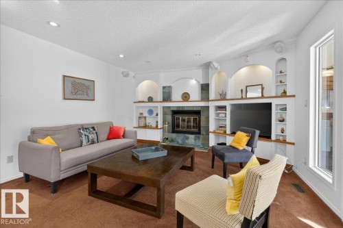 17715 57 Avenue, Edmonton, AB - Indoor Photo Showing Living Room With Fireplace