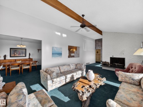 3642 Ada Boulevard, Edmonton, AB - Indoor Photo Showing Living Room With Fireplace