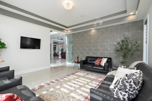 3644 Westcliff Way, Edmonton, AB - Indoor Photo Showing Living Room With Fireplace