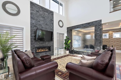 3644 Westcliff Way, Edmonton, AB - Indoor Photo Showing Living Room With Fireplace