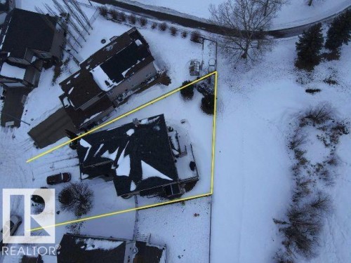 Aerial view of the property, showcasing its position within the surrounding neighborhood - 4477 36 Street, Drayton Valley, AB - Outdoor With View