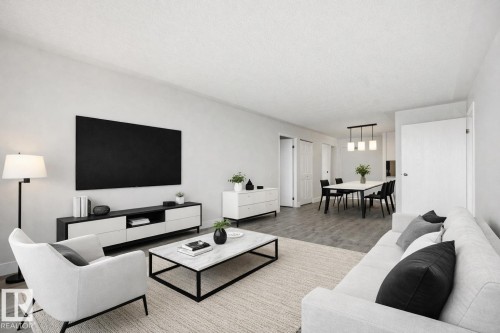 (virtually staged) - 1910 10149 Saskatchewan Drive, Edmonton, AB - Indoor Photo Showing Living Room