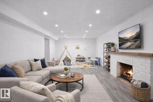 7719 71 Avenue, Edmonton, AB - Indoor Photo Showing Living Room With Fireplace