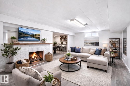7719 71 Avenue, Edmonton, AB - Indoor Photo Showing Living Room With Fireplace