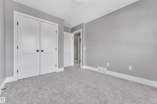 The room features light gray walls, a textured gray carpet, and white trim - 195 Kirpatrick Way, Leduc, AB - Indoor Photo Showing Other Room