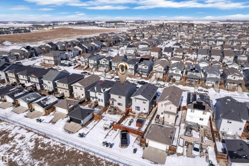 Aerial view of a residential neighbourhood with a variety of detached properties - 195 Kirpatrick Way, Leduc, AB - Outdoor With View