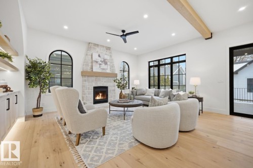 10519 138 Street, Edmonton, AB - Indoor Photo Showing Living Room With Fireplace
