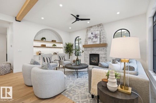 10519 138 Street, Edmonton, AB - Indoor Photo Showing Living Room With Fireplace