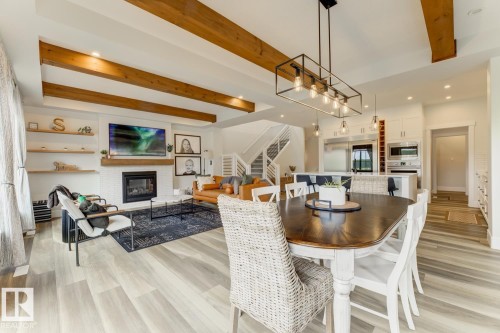 20484 128 Avenue, Edmonton, AB - Indoor Photo Showing Dining Room With Fireplace