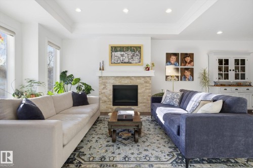 9646 79 Avenue, Edmonton, AB - Indoor Photo Showing Living Room With Fireplace