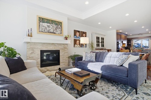 9646 79 Avenue, Edmonton, AB - Indoor Photo Showing Living Room With Fireplace
