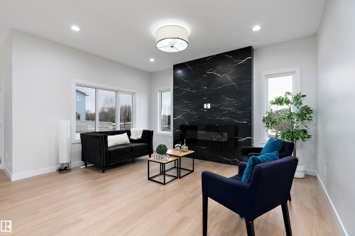 292 Fraser Way, Edmonton, AB - Indoor Photo Showing Living Room With Fireplace