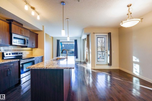 117 10523 123 Street, Edmonton, AB - Indoor Photo Showing Kitchen With Double Sink With Upgraded Kitchen