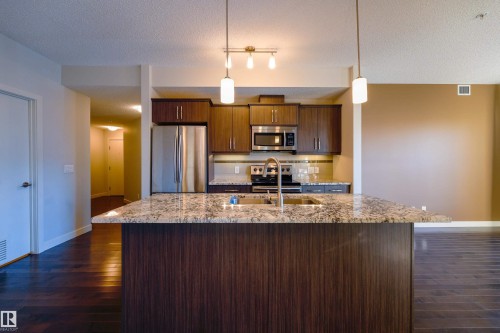117 10523 123 Street, Edmonton, AB - Indoor Photo Showing Kitchen With Stainless Steel Kitchen With Double Sink With Upgraded Kitchen