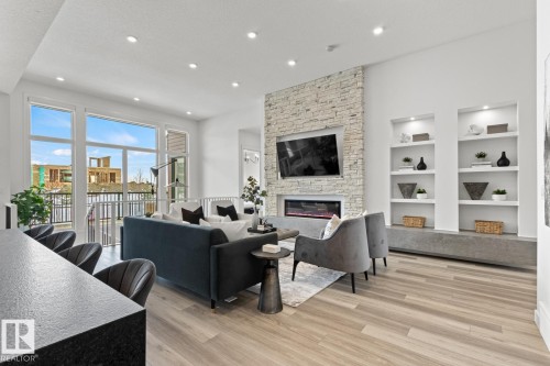 4832 Knight Crescent, Edmonton, AB - Indoor Photo Showing Living Room With Fireplace