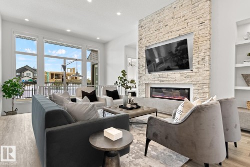4832 Knight Crescent, Edmonton, AB - Indoor Photo Showing Living Room With Fireplace