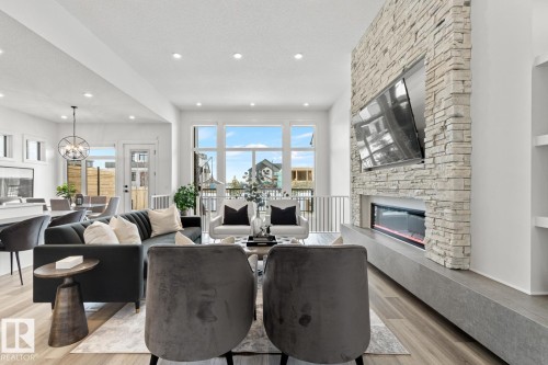 4832 Knight Crescent, Edmonton, AB - Indoor Photo Showing Living Room With Fireplace