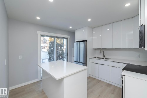 8008 159 Street, Edmonton, AB - Indoor Photo Showing Kitchen With Double Sink