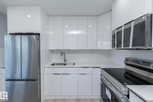 8008 159 Street, Edmonton, AB - Indoor Photo Showing Kitchen With Double Sink