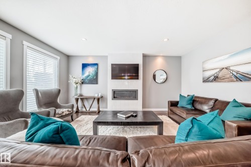 2117 69A Street, Edmonton, AB - Indoor Photo Showing Living Room With Fireplace