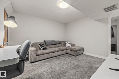 The room features a carpeted floor, light-colored walls, and a recessed ceiling light - 9321 92 Street, Edmonton, AB - Indoor